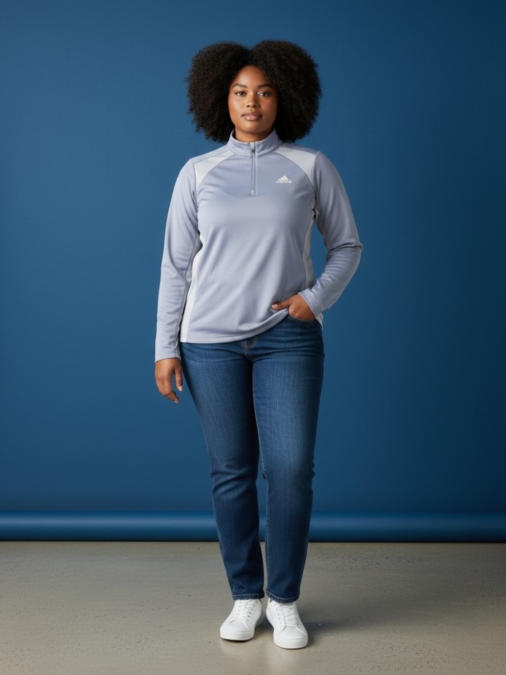 adidas Lavender and Light Lavender Quarter-Zip Long Sleeve Top - Picture 3 of 4